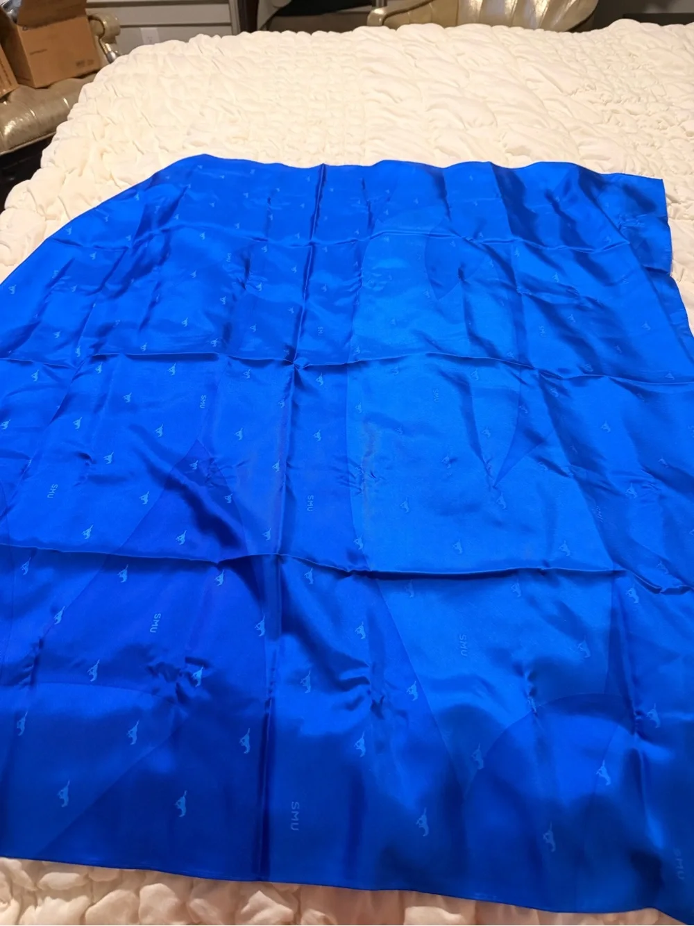 Women's scarf Blue Satin